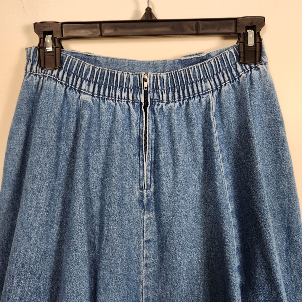 Rhythm Blue Womens Denim Maxi Skirt Blue Cotton High Waist Pocket Vintage S - Picture 4 of 9